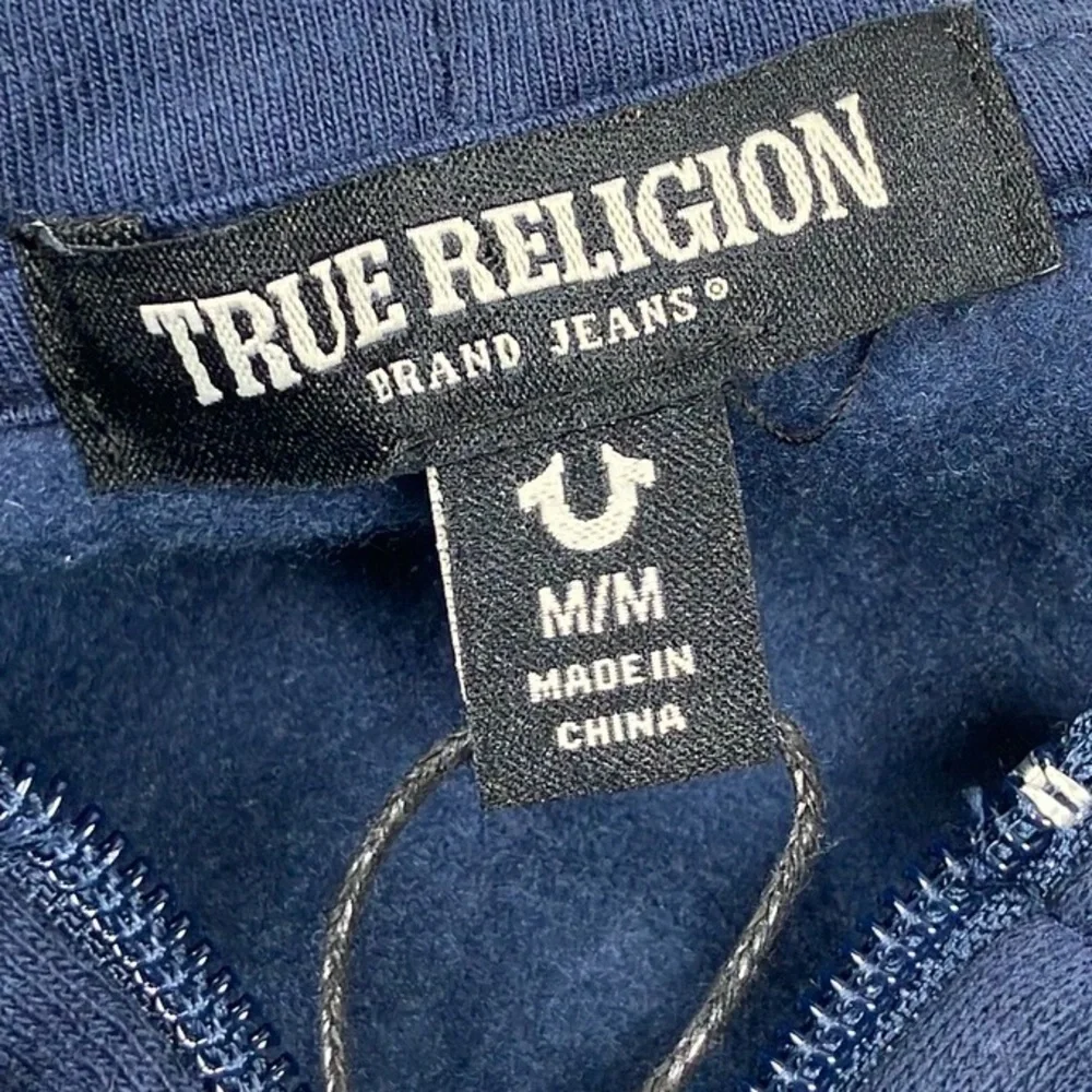 True Religion Zip Hoodie City Buddha Blue Sweatshirt NWT